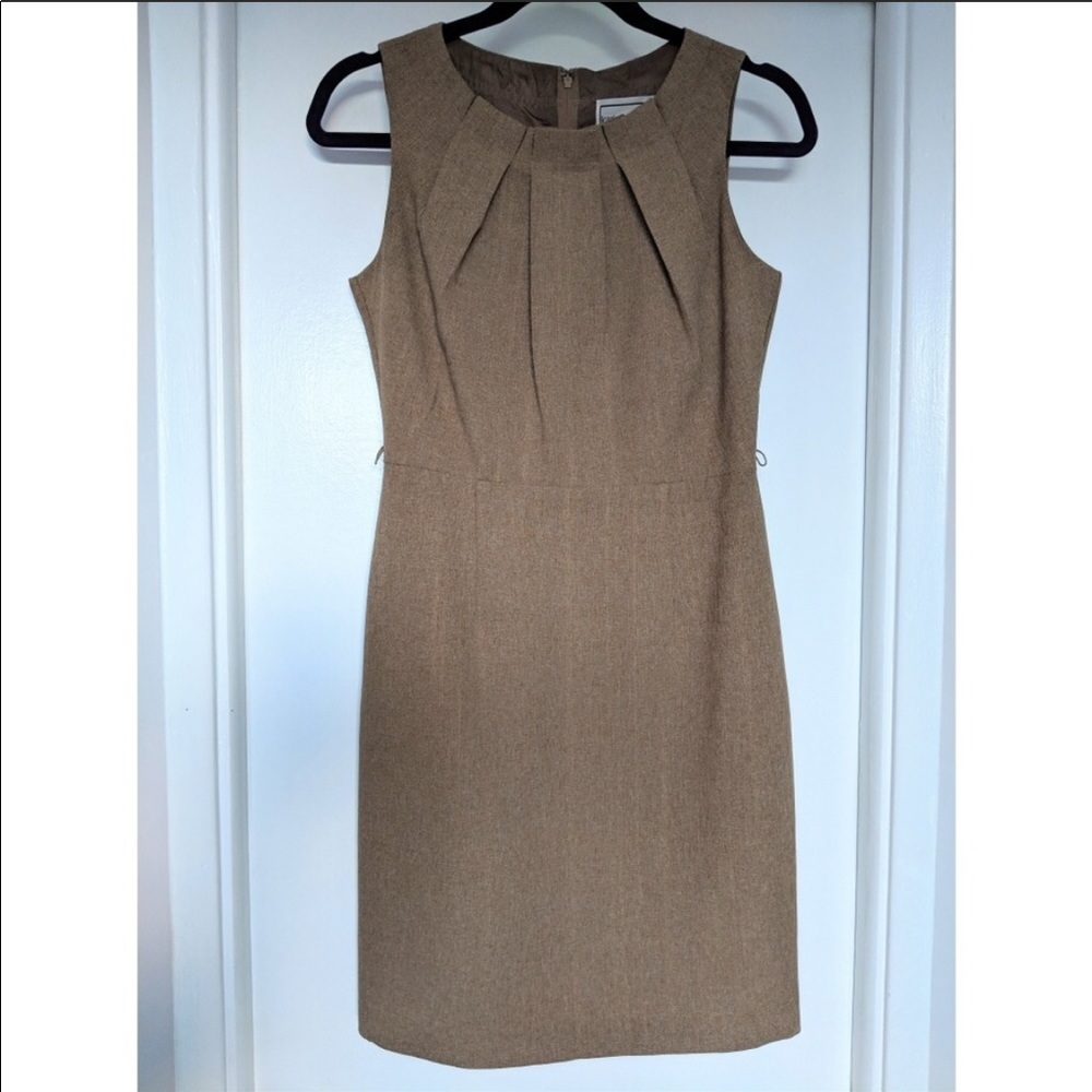Karin Stevens Tan tweed sleeveless dress